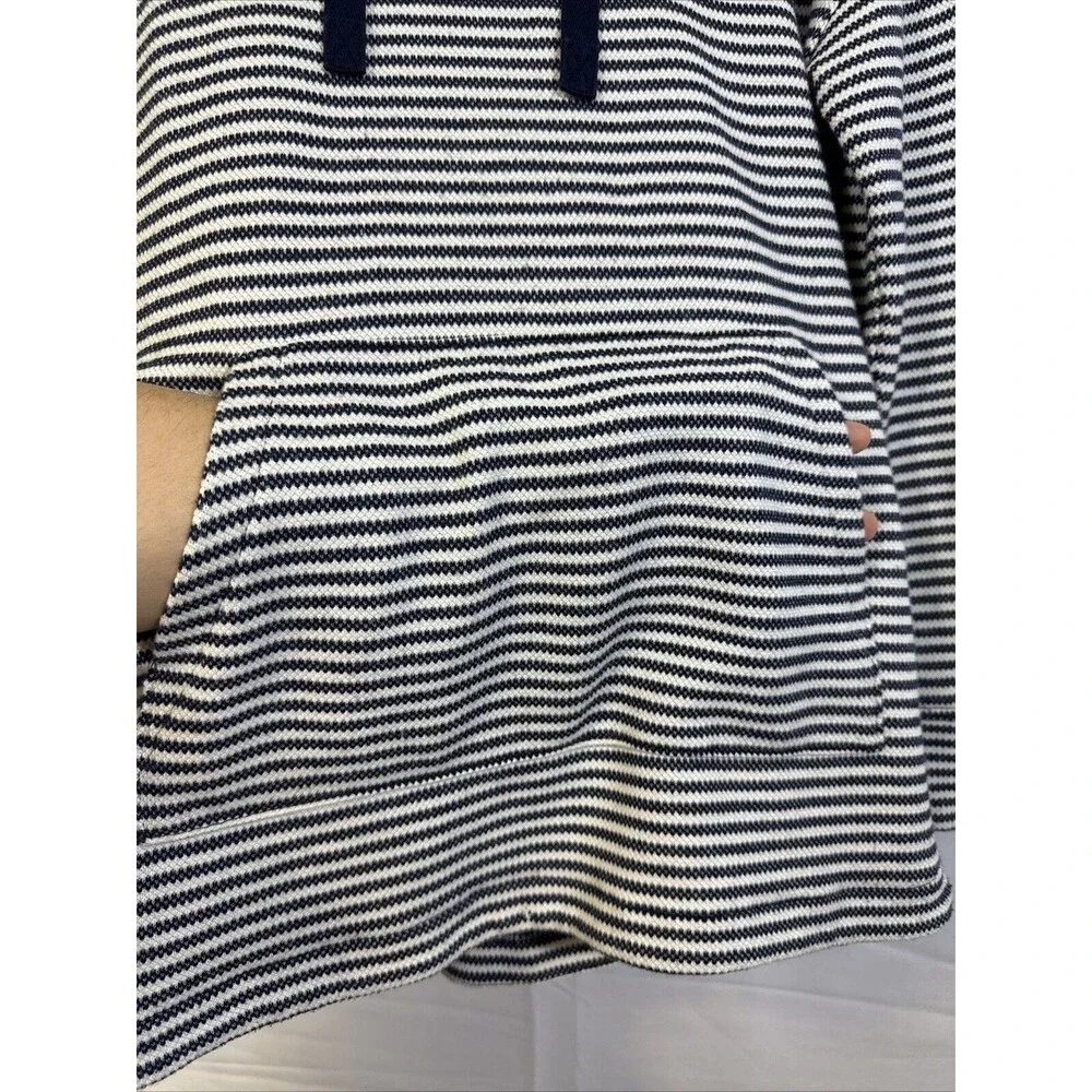 Women’s Striped Knit Hoodie Sweaters Size M Pullover Long Sleeve Casual Tie Neck